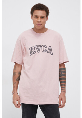 RVCA Памучна тениска в розово с апликация - Pepit.bg