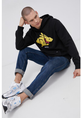 RVCA Суичър мъжки в черно с апликация - Pepit.bg