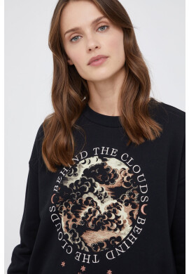 Scotch & Soda Памучен суичър дамски в черно с принт - Pepit.bg