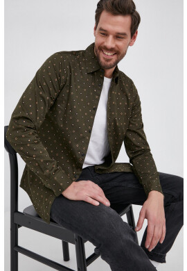 Scotch & Soda Памучна риза мъжка в зелено със стандартна кройка с класическа яка - Pepit.bg