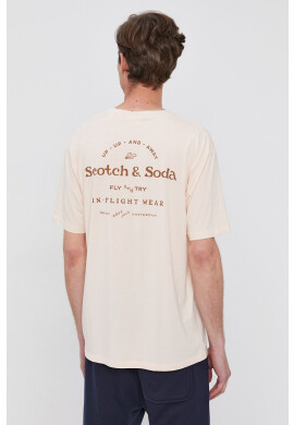 Scotch & Soda Памучна тениска в розово с принт - Pepit.bg