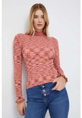 Scotch & Soda Пуловер дамски в розово от лека материя с ниско поло - Pepit.bg
