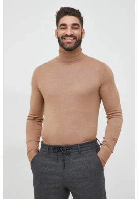 Scotch & Soda Пуловер мъжки в бежово от лека материя с поло - Pepit.bg