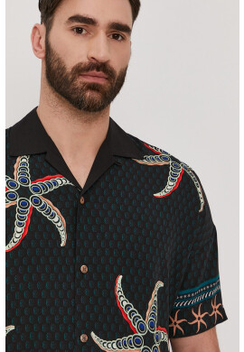 Scotch & Soda Риза мъжка в черно със стандартна кройка - Pepit.bg