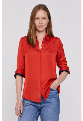 Scotch & Soda Риза дамска в оранжево със стандартна кройка с класическа яка - Pepit.bg