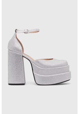 Steve Madden Обувки с дебел ток Charlize-R в сребристо с висок ток SM11002257 - Pepit.bg