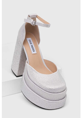Steve Madden Обувки с дебел ток Charlize-R в сребристо с висок ток SM11002257 - Pepit.bg
