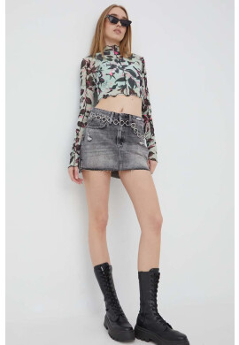 Superdry Дънкова пола в сиво къс модел със стандартна кройка - Pepit.bg