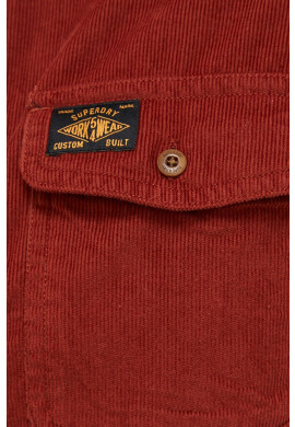 Superdry Джинсова риза мъжка в кафяво със стандартна кройка с яка с копче - Pepit.bg