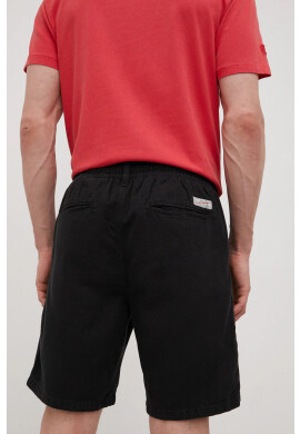 Superdry Къс панталон с лен в черно - Pepit.bg