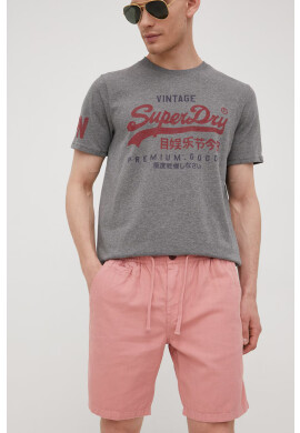 Superdry Къс панталон с лен в розово - Pepit.bg