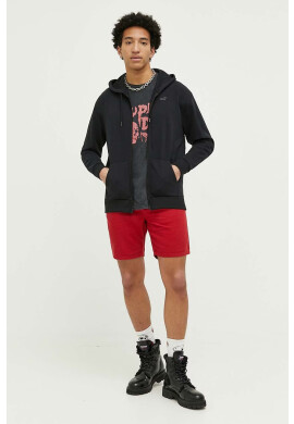 Superdry Къс панталон с лен в червено - Pepit.bg