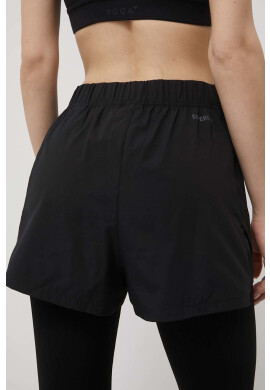 Superdry Къси панталони дамско в черно с изчистен дизайн с висока талия - Pepit.bg