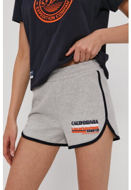 Superdry Къс панталон дамски в сиво с принт с висока талия - Pepit.bg