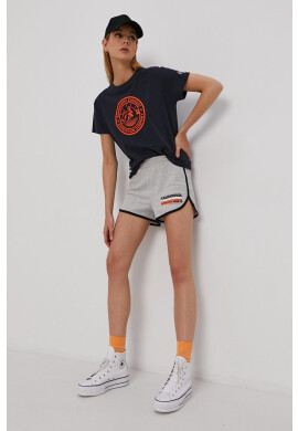 Superdry Къс панталон дамски в сиво с принт с висока талия - Pepit.bg