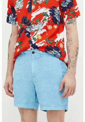 Superdry Ленен къс панталон в синьо - Pepit.bg