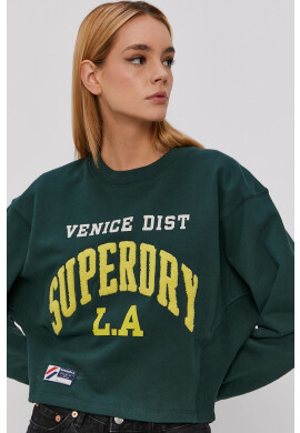 Superdry Памучен суичър в бежово с принт - Pepit.bg
