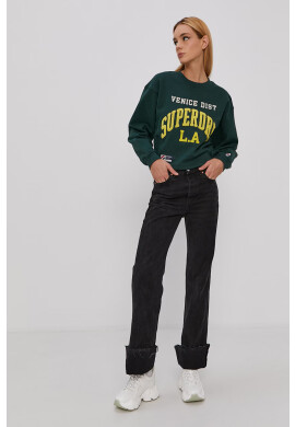 Superdry Памучен суичър в бежово с принт - Pepit.bg