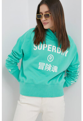Superdry Памучен суичър мъжка в тъмносиньо с апликация - Pepit.bg