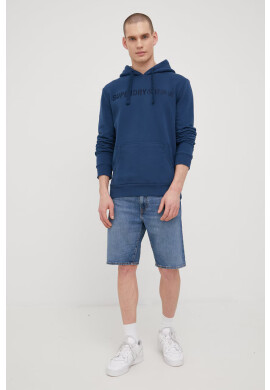 Superdry Памучен суичър мъжка в тъмносиньо с апликация - Pepit.bg