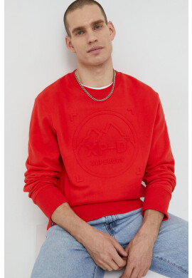 Superdry Памучен суичър в червено с принт - Pepit.bg