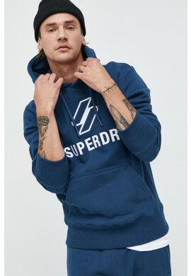 Superdry Памучен суичър в бежово с качулка с принт - Pepit.bg