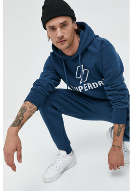 Superdry Памучен суичър в бежово с качулка с принт - Pepit.bg