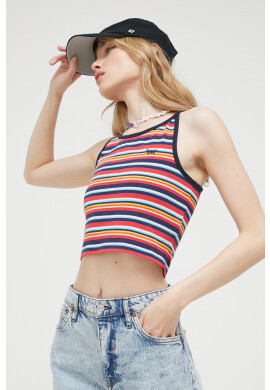Superdry Памучен топ в тъмносиньо - Pepit.bg