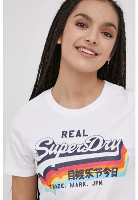 Superdry Памучна тениска в червено с принт - Pepit.bg