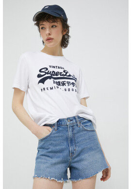 Superdry Памучна тениска в бяло - Pepit.bg