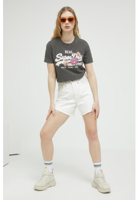 Superdry Памучна тениска в сиво - Pepit.bg