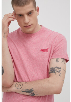 Superdry Памучна тениска в розово с изчистен дизайн - Pepit.bg