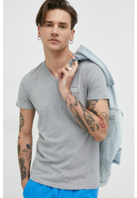 Superdry Памучна тениска в сиво с апликация - Pepit.bg