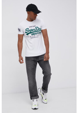 Superdry Памучна тениска в бяло с принт - Pepit.bg
