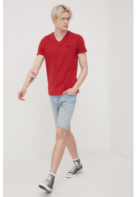 Superdry Памучна тениска в червено с изчистен дизайн - Pepit.bg