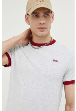 Superdry Памучна тениска в сиво меланж на - Pepit.bg