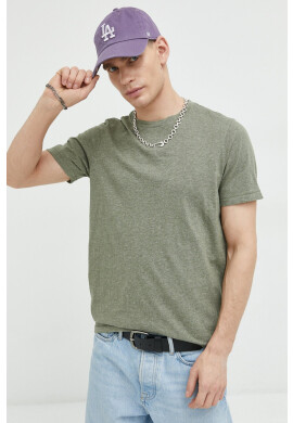 Superdry Памучна тениска в зелено меланж на - Pepit.bg