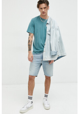 Superdry Памучна тениска в тюркоазено с изчистен дизайн - Pepit.bg