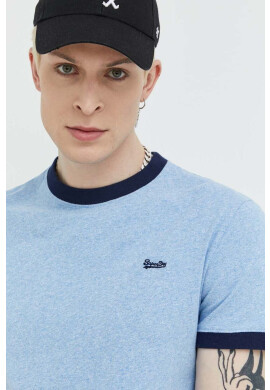 Superdry Памучна тениска в синьо меланж на - Pepit.bg