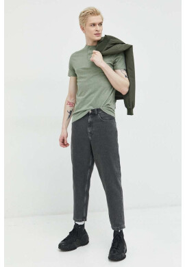 Superdry Памучна тениска в зелено меланж на - Pepit.bg