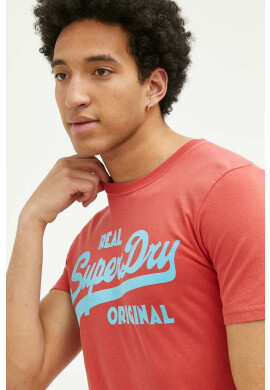 Superdry Памучна тениска в червено с апликация - Pepit.bg
