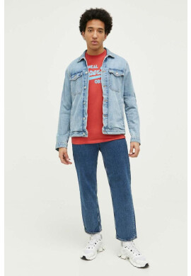 Superdry Памучна тениска в червено с апликация - Pepit.bg