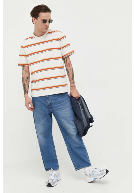 Superdry Памучна тениска в бежово с десен - Pepit.bg