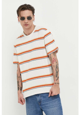 Superdry Памучна тениска в бежово с десен - Pepit.bg