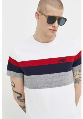 Superdry Памучна тениска в бяло с десен - Pepit.bg
