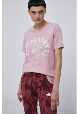 Superdry Памучна тениска в розово - Pepit.bg