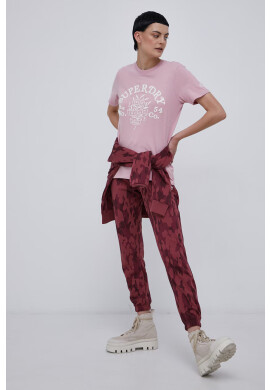 Superdry Памучна тениска в розово - Pepit.bg