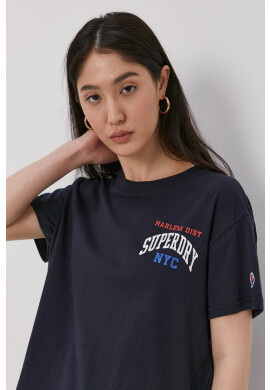 Superdry Памучна тениска в тъмносиньо - Pepit.bg