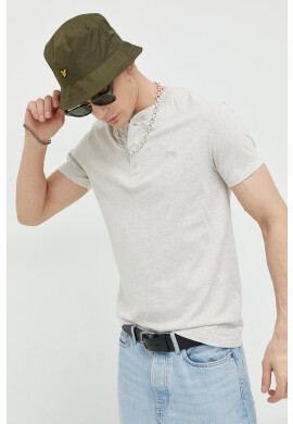 Superdry Памучна тениска с яка в бежово меланж на - Pepit.bg