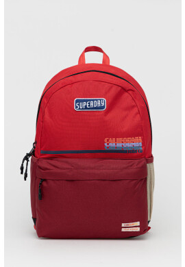 Superdry Раница мъжка в червено голям размер с апликация - Pepit.bg